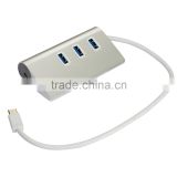 2015 New High speed type c 14V 2A power charging with 3 port usb 3.0 hub +1 usb type c hub support for fast data transmission