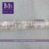 2.5cm Beaded Organza Embroidery Lace Trim With Cup Sequins in Rose Gold thumbnail-1