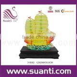 Delicate china lucky fengshui sail boat statues crafts