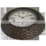 13 Inch Indoor Outdoor Decorative Rattan Clock With Thermometer thumbnail-5