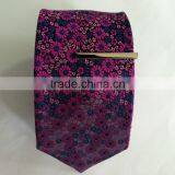 Men's Redpinklue 100% Silk Tie With Flower Design thumbnail-2