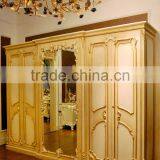 French Rococo Style Six Door Wardrobe Closet With Mirror/ European Classic Wood Carved Wardrobe Cabinet/ Antique Bedroom Armoire thumbnail-1