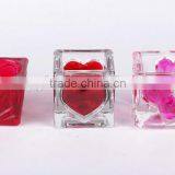Square Glass Candle Holder With Handdrawing thumbnail-1