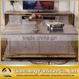 Living Room Golden Metal MDF Top Coffee Table Tea With Drawer thumbnail-5
