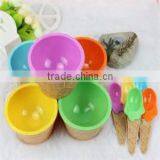 Set of 4pc Plastic Ice Cream Serving Bowls With Spoons thumbnail-6