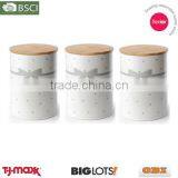 Colorful Canister With Wood Lid