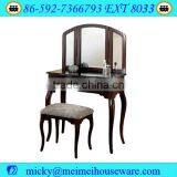 Furniture Queen Anne Style Cherry Finish Wood Vanity Set - Table, Bench & Mirror thumbnail-1