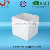 BSCI Certificate Factory Simple Design Square Ceramic Flower Pot, Cube Planter thumbnail-3