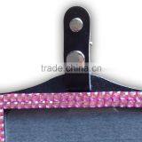 ID Holder With Pink Gem, High Quality Promotion Gift PU Leather Badge Holder With Crystal Gem Decoration thumbnail-2