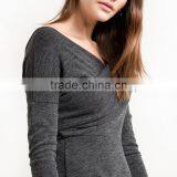 Grey Criss Cross Off The Shoulder Kint Fit And Flare Winter Women Dress Names Of Girls Dresses Wholesale Clothing Market HSD5691 thumbnail-4