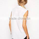 2015 New Fashionable Factory Sleeveless White Shirt With Classic Point Collar thumbnail-3