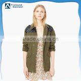 Fashion Contrast Panel Custom Women Leather Jacket Wholesale thumbnail-1