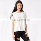 Embossed Logo T-shirt Plain White Round Neck T-shirt thumbnail-1