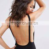MGOO Tank Bodysuit With Scoop Back Women Slimming Underwear Plain Black Body Shaper Cincher Bodysuit thumbnail-2