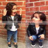 Zm40653b Children Girls Motorcycle pu Leather Jacket, Casual Kids Jacket Coat With Zipper thumbnail-1