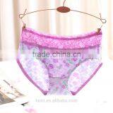 Ladies Mid Waist Underwear Sexy Lace Printing Briefs Pants Hollow Women Underwear thumbnail-6