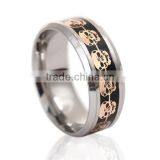 Stainless Steel Unadjustable Rings Silver Tone Golden Skull