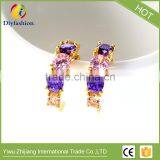 Latest Design Jewelry Copper Material Gold Plated Cubic Zirconia cz Stud Earrings thumbnail-3