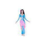 Mixed Color Tulle Belly Dance Practice Costumes / Wear For Girl , Sleeve Length 55cm