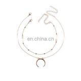 Fashion Summer Jewelry Beads Double Layers Necklaces Moon Pendant Necklace thumbnail-5