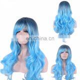 Halloween Carnival Party Sky Blue Black Root Wig for Adults thumbnail-2