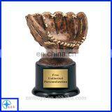 resin trophy with crystal base resin glove trophy for soft game