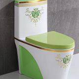 Bathroom Good Sale Green Decal Ceramic Siphonic One Piece Toilet