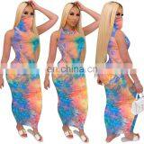 2020 New Arrivals Women Tie Dye Casual Dresses Ladies Bodycon Long Dresses Women Sleeveless Summer Dresses thumbnail-4
