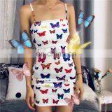 2020 New Arrivals Women Fashion Printed Butterfly Casual Dresses Ladies Bodycon Sling Mini Dresses Women Summer Dresses thumbnail-2
