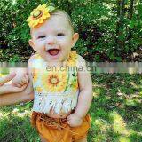 2pcs Set Summer Yellow Girls Clothing Set Toddler Infant Baby Sunflower Backless Tops+Shorts Dot Briefs Outfits Set thumbnail-5