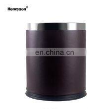 Honeyson Hotel Room 10L Round Leather Stainless Steel Waste Dust Bin thumbnail-2