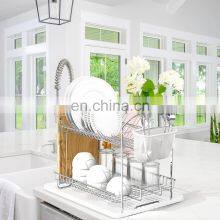2-Tier Dish Rack With Drainboard, Chrome thumbnail-2
