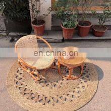 High Quality Waves Hand Woven Seagrass Rug Rustic Style Natural Brown Straw Floor MatCarpet Vietnam Supplier thumbnail-2