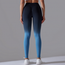 YYBD-0033,Cross-border Amazon Seamless Knit Candy Gradient Tight Height Waist Hip Lift Women Yoga Pants Sports Fitness Pants thumbnail-5