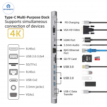 14 In 1 Type-C Docking Station PD Fast Charging For MacBook Laptop thumbnail-4