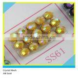 Iron on Crystal Rhinestone Aluminum Mesh Gold Base AB Gold Rhinestone 3mm thumbnail-1