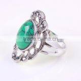 Fashion Rhodium Silver Jewelry Big Ring With Turquoise Stone Indian Ring thumbnail-3