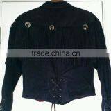 Leather Fringed Cropped Western Sexy Cowgirl Jacket/Men Motorbike Racing Leather Jacket/Motorcycle Biker Jacket/WB-MBJ-500 thumbnail-2