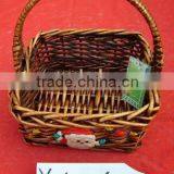 Brown Rectangular Willow Basket With Handle for Sale thumbnail-1