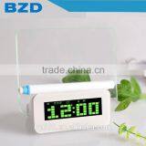 New Promotional Multi-functional USB HUB Digital LED Message Green Board Alarm Transparent LCD Promotional Clock