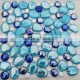 White and blue pebble glass mosaic tiles for swimming pool