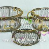 Vintage Handmade Outdoor Round Wire Mesh Storage Baskets