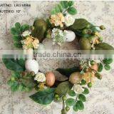 2014 Hot Sale 10" Artificial Polyster Rose with Eggs Easter Wreath