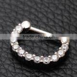 Septum Clicker Nose Rings CZ Gem Ear Piercing Cuff Diath Cartilage thumbnail-4