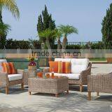 Wooden Sofa Set Wicker Poly Rattan Patio Garden Sofa Furniture (1.2mm Thickness Aluminum Frame, Hand Woven) thumbnail-1