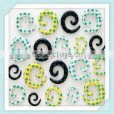 UV Acrylic bamboo leaves print spiral ear plug piercing body jewelry