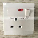 White Color Wall Switch Socket 13 Amp Socket With NEON
