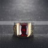 18k Gold Plated Gothic Smart Surgical Stainless Steel Gemstone Ring thumbnail-5