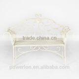 Wrought Iron Metal Garden Bench Antique Cream With a Brushed Bronze For Outdoor and Indoor thumbnail-1