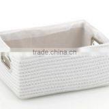 Store More PP White Woven Basket Totes With Metal Handle thumbnail-1